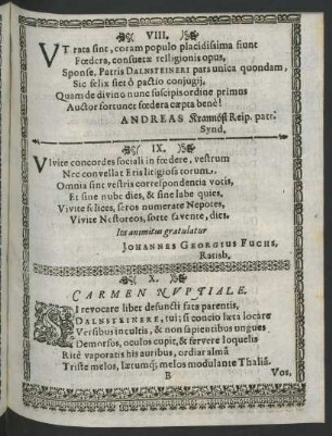X. Carmen Nuptiale.