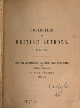 Oliver Cromwell's letters and speeches : in four volumes, 2