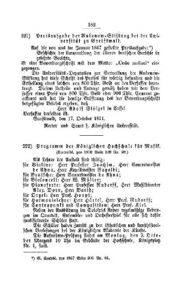 Preisaufgabe der Rubenow-Stiftung bei der Universität zu Greifswald : [II. Akademien und Universitäten]