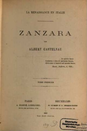 Zanzara : La renaissance en Italie, 1