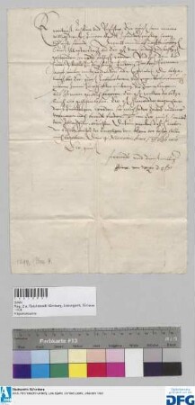 Dr. iur. utr. Heinrich [Rudolff] von Weze ersucht die Stadt Nürnberg, die ihm verschriebenen 400 fl. Stadtsteuer durch des Herren Welser zu Augsburg Faktoren Hanß Herman zugehen zu lassen.
