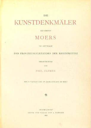Die Kunstdenkmäler des Kreises Moers