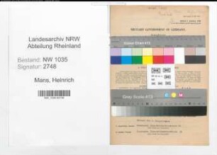 Entnazifizierung Heinrich Mans , geb. 19.02.1892 (Steiger)
