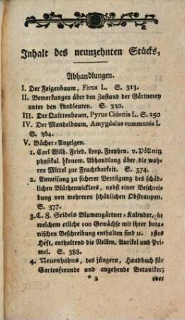 Journal für die Gärtnerey, welches eigene Abhandlungen, Auszüge und Urtheile der neuesten Schriften, so vom Gartenwesen handeln, auch Erfahrungen und Nachrichten enthält. 19, 19. 1791