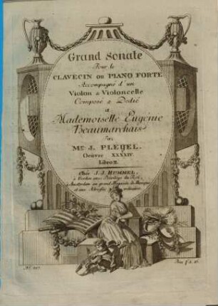 Grand sonate pour le clavecin ou piano forte accompagné d'un violon & violoncelle : oeuvre XXXXIV, 2. [B 466]