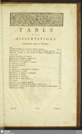 Table Des Dissertations Contenues dans ce Volume