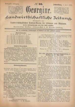 Sechzigster Jahrgang. No. 23. Insterburg, 2. Juni 1892.