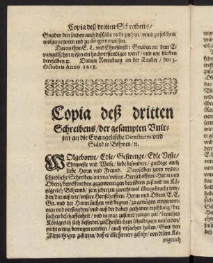 B2v-B3v, Copia deß dritten Schreibens