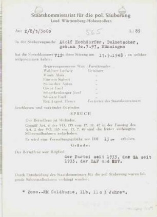 Hochdorfer, Adolf