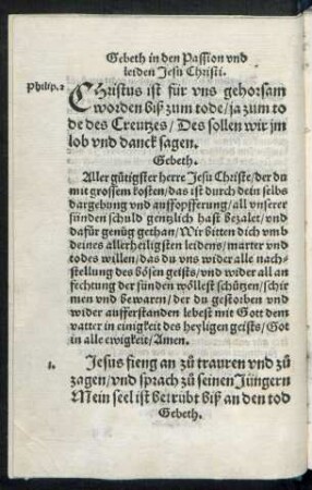 Gebeth in den Passion und leiden Jesu Christi.