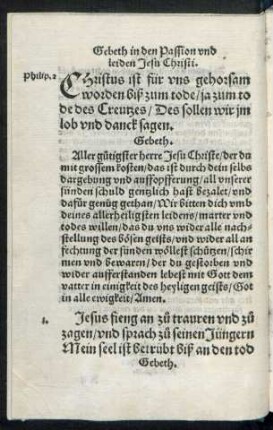 Gebeth in den Passion und leiden Jesu Christi.
