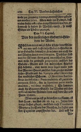 Das VI. Capitel. Von den äusserlichen Geburts-Gliedern der Weiber.