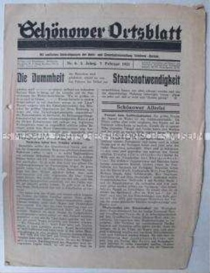 Kommunales Mitteilungsblatt "Schönower Ortsblatt"