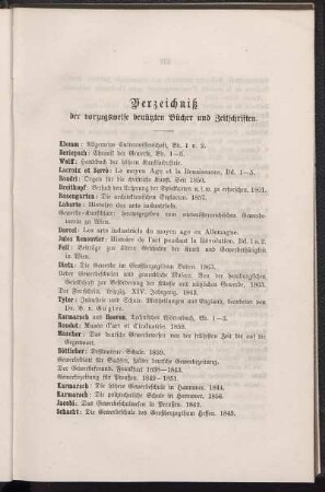 Verzeichniß der vorzugsweise benützten Bücher und Zeitschriften.