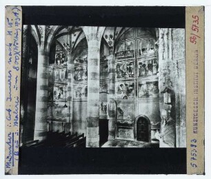 Müstair, St. Johann, Benediktinerinnenkloster : Innenansicht, N-Wand mit Freskenbildern