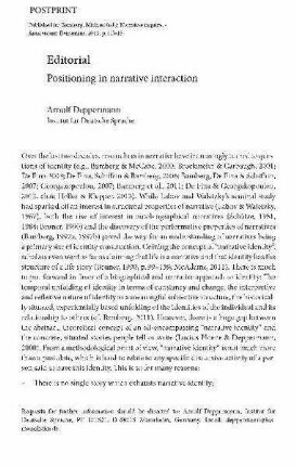 Editorial. Positioning in narrative interaction