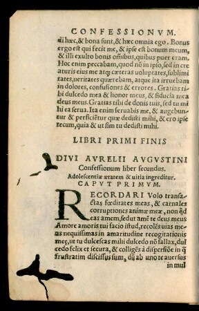 Divi Aurelii Augustini Confessionum liber secundus.