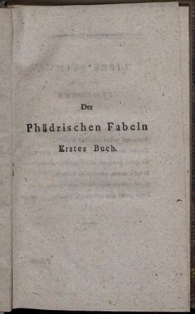 Der Phädrischen Fabeln. Erstes Buch.