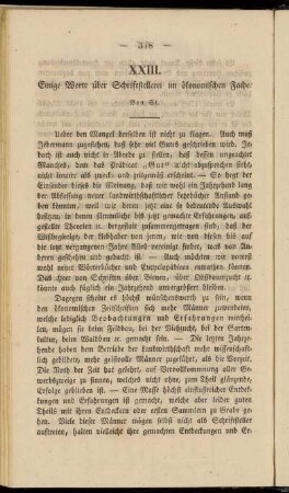 XXIII. Einige Worte über Schriftstellerei im ökonomischen Fache