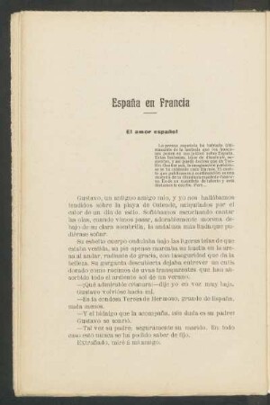 España en Francia : El amor español