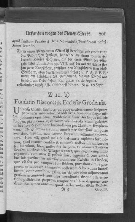 Z 11. b) Fundatio Diaconatus Ecclesiae Grodensis.