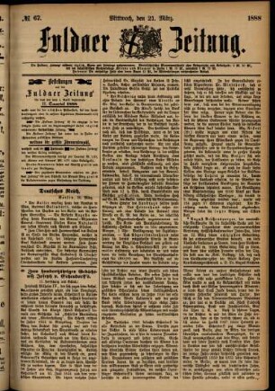 Ausgabe vom Mittwoch, den 21. März 1888.