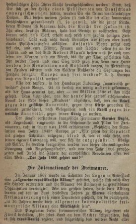 Die Internationale der Freimaurer.