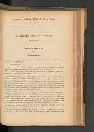 Annexe au Bulletin Officoel du Congo belge. (15 janvier 1912.)