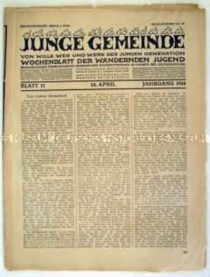 Mitteilungsblatt der bürgerlichen Wanderbewegung "Junge Gemeinde"