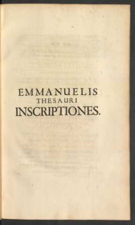 Emmanuelis Thesauri Inscriptiones.