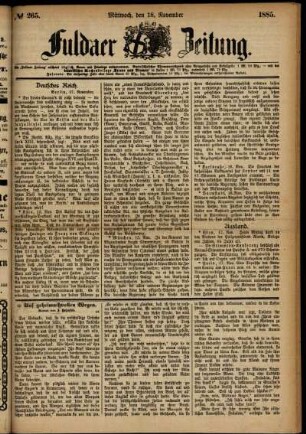 Ausgabe vom Mittwoch, den 18. November 1885.