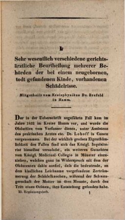 Zeitschrift für die Staatsarzneikunde. Ergänzungsheft. 21. 1835