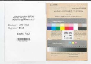 Entnazifizierung Paul Loehr , geb. 29.07.1900 (Expedient)