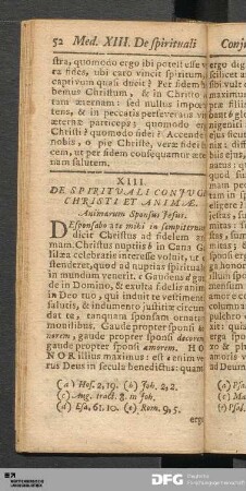 XIII. De Spirituali Conjugio Christi Et Animæ.