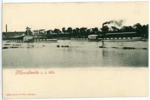 Merschwitz. Elbe mit Dampfern