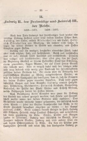 14. Ludwig II., der Freimütige und Heinrich III., der Reiche. 1458 - 1471. 1458 - 1483.