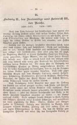 14. Ludwig II., der Freimütige und Heinrich III., der Reiche. 1458 - 1471. 1458 - 1483.