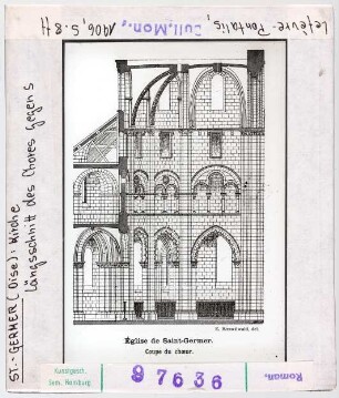 Saint-Germer: Abteikirche, Längsschnitt des Chores gegen Süden