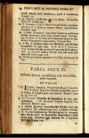 Sectio IX. Historia sacra et ecclesiastica, tam universalis, quam singularis.