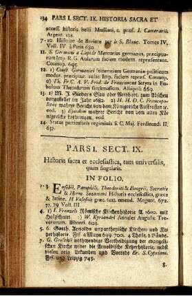 Sectio IX. Historia sacra et ecclesiastica, tam universalis, quam singularis.