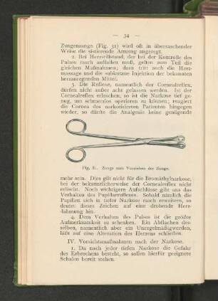 IV. Vorsichtsmaßnahmen nach der Narkose.