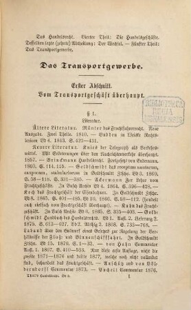 Das Handelsrecht, 3. Band. Das Transportgewerbe : Frachtgeschäft überhaupt und Eisenbahn