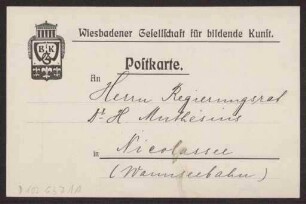 Schreiben an Hermann Muthesius (Postkarte)