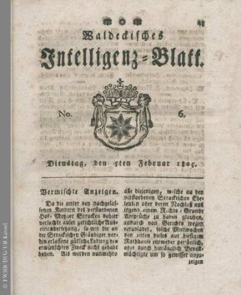 No. 6, Dienstag, den 5ten Februar 1805