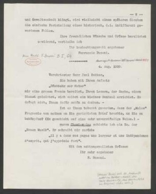 Briefabschrift an Paul Bekker : 04.08.1920