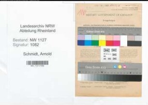 Entnazifizierung Arnold Schmidt , geb. 03.06.1910 (Dachdecker)