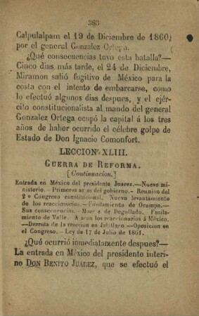 Leccion XLIII. Guerra de Reforma