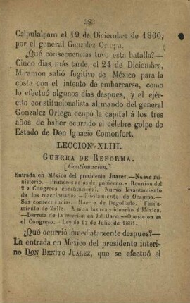 Leccion XLIII. Guerra de Reforma