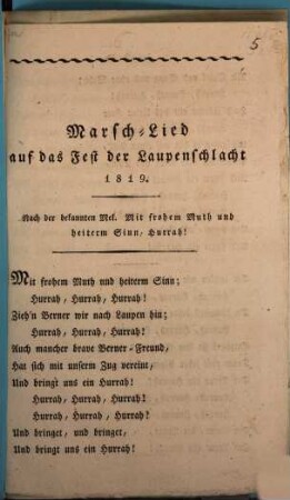 Marsch-Lied auf das Fest der Laupenschlacht 1819