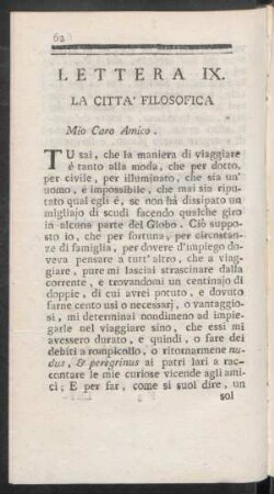 Lettera IX. La Città Filosofica